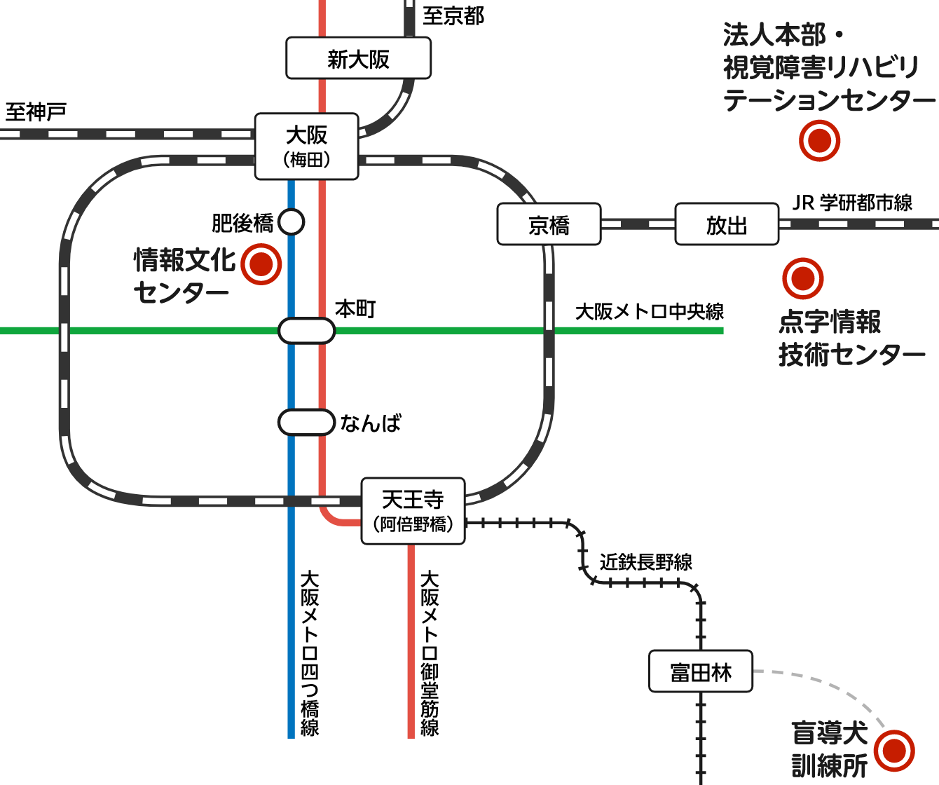 各施設所在地地図